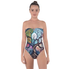 Tree Colourful Tie Back One Piece Swimsuit by Ndabl3x