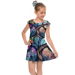 Tree Colourful Kids  Cap Sleeve Dress by Ndabl3x