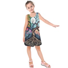 Tree Colourful Kids  Sleeveless Dress by Ndabl3x