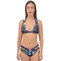 Tree Colourful Double Strap Halter Bikini Set by Ndabl3x