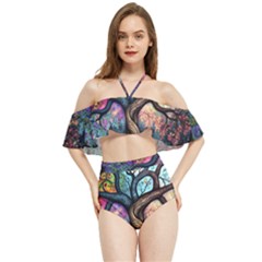 Tree Colourful Halter Flowy Bikini Set  by Ndabl3x