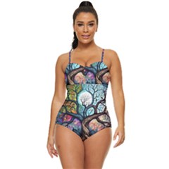 Tree Colourful Retro Full Coverage Swimsuit by Ndabl3x