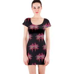 Chic Dreams Botanical Motif Pattern Design Short Sleeve Bodycon Dress by dflcprintsclothing