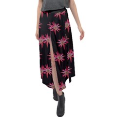 Chic Dreams Botanical Motif Pattern Design Velour Split Maxi Skirt by dflcprintsclothing