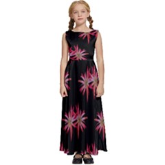 Chic Dreams Botanical Motif Pattern Design Kids  Satin Sleeveless Maxi Dress by dflcprintsclothing