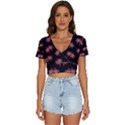 Chic Dreams Botanical Motif Pattern Design V-Neck Crop Top View1