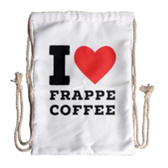 I Love Frappe Coffee Drawstring Bag (large) by ilovewhateva