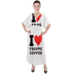 I Love Frappe Coffee V-neck Boho Style Maxi Dress by ilovewhateva