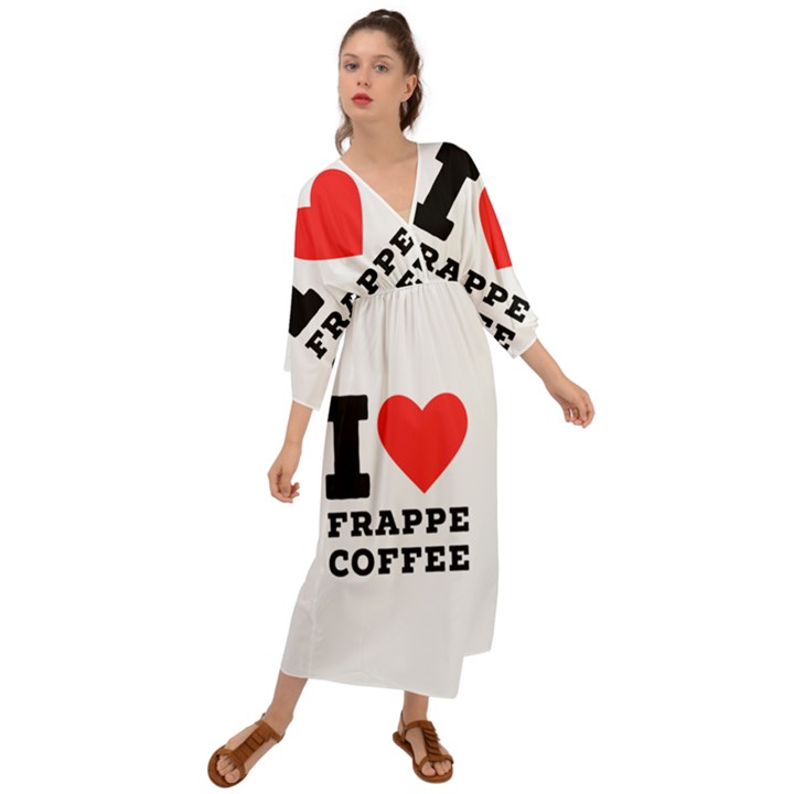 I love frappe coffee Grecian Style  Maxi Dress