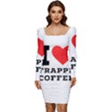 I love frappe coffee Women Long Sleeve Ruched Stretch Jersey Dress View1