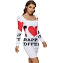 I love frappe coffee Women Long Sleeve Ruched Stretch Jersey Dress View2