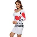 I love frappe coffee Women Long Sleeve Ruched Stretch Jersey Dress View3