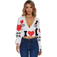 I Love Frappe Coffee Long Sleeve Deep-v Velour Top by ilovewhateva