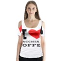 I love macchiato coffee Butterfly Sleeve Cutout Tee  View1