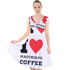 I Love Macchiato Coffee Cap Sleeve Front Wrap Midi Dress by ilovewhateva