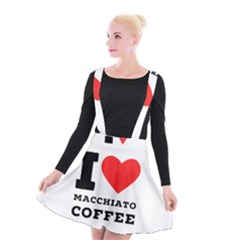 I Love Macchiato Coffee Suspender Skater Skirt