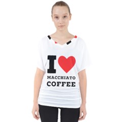 I Love Macchiato Coffee V-neck Dolman Drape Top by ilovewhateva