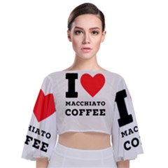 I Love Macchiato Coffee Tie Back Butterfly Sleeve Chiffon Top by ilovewhateva