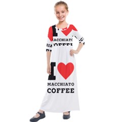 I Love Macchiato Coffee Kids  Quarter Sleeve Maxi Dress by ilovewhateva