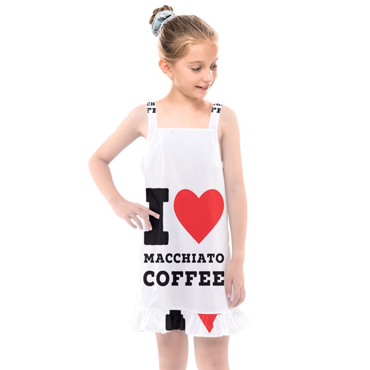 I love macchiato coffee Kids  Overall Dress