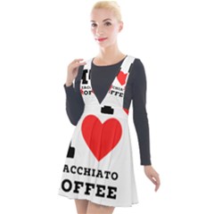 I Love Macchiato Coffee Plunge Pinafore Velour Dress by ilovewhateva