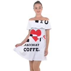 I Love Macchiato Coffee Off Shoulder Velour Dress by ilovewhateva