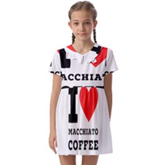 I Love Macchiato Coffee Kids  Asymmetric Collar Dress by ilovewhateva