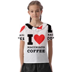 I Love Macchiato Coffee Kids  Frill Chiffon Blouse by ilovewhateva