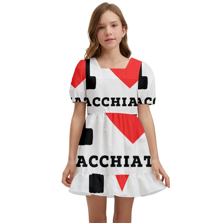 I love macchiato coffee Kids  Short Sleeve Dolly Dress