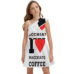 I Love Macchiato Coffee Kids  One Shoulder Party Dress by ilovewhateva