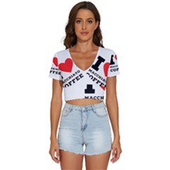 I Love Macchiato Coffee V-neck Crop Top by ilovewhateva