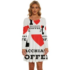 I Love Macchiato Coffee Long Sleeve Wide Neck Velvet Dress by ilovewhateva