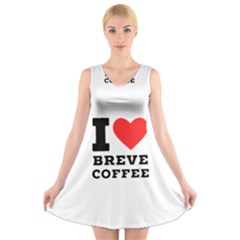 I Love Breve Coffee V-neck Sleeveless Dress by ilovewhateva