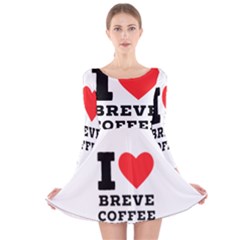 I Love Breve Coffee Long Sleeve Velvet Skater Dress by ilovewhateva