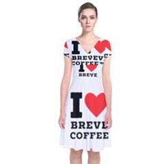 I Love Breve Coffee Short Sleeve Front Wrap Dress by ilovewhateva