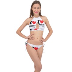 I Love Breve Coffee Cross Front Halter Bikini Set by ilovewhateva