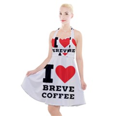 I Love Breve Coffee Halter Party Swing Dress  by ilovewhateva