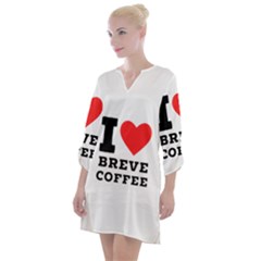 I Love Breve Coffee Open Neck Shift Dress by ilovewhateva