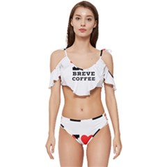 I Love Breve Coffee Ruffle Edge Tie Up Bikini Set	 by ilovewhateva