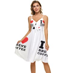 I Love Breve Coffee Sleeveless Tie Front Chiffon Dress by ilovewhateva