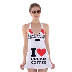 I Love Cream Coffee Halter Dress Swimsuit  by ilovewhateva