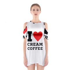 I Love Cream Coffee Shoulder Cutout One Piece Dress by ilovewhateva