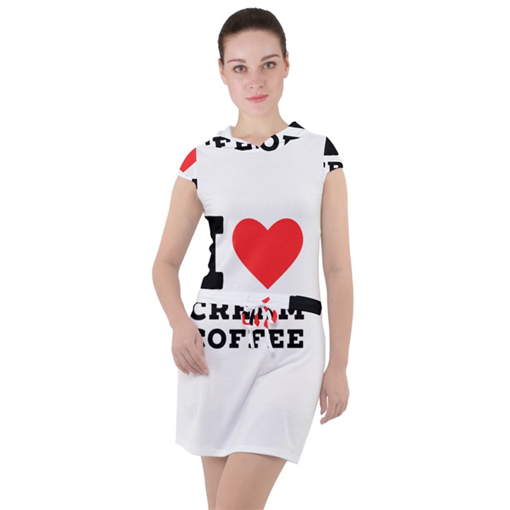 I love cream coffee Drawstring Hooded Dress