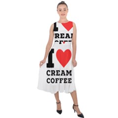 I Love Cream Coffee Midi Tie-back Chiffon Dress by ilovewhateva