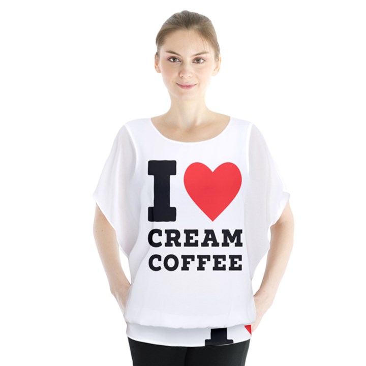 I love cream coffee Batwing Chiffon Blouse