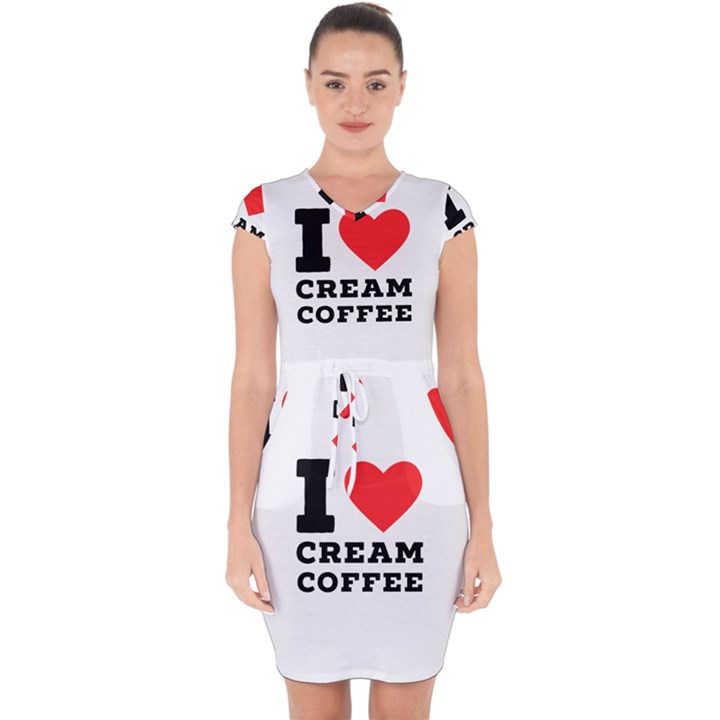 I love cream coffee Capsleeve Drawstring Dress 