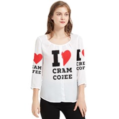 I Love Cream Coffee Chiffon Quarter Sleeve Blouse by ilovewhateva