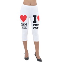 I Love Cream Coffee Lightweight Velour Capri Leggings  by ilovewhateva