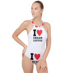 I Love Cream Coffee High Neck One Piece Swimsuit by ilovewhateva