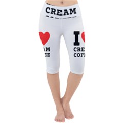 I Love Cream Coffee Lightweight Velour Cropped Yoga Leggings by ilovewhateva